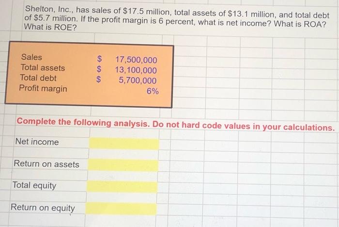 Shelton inc has sales of 17.5 million