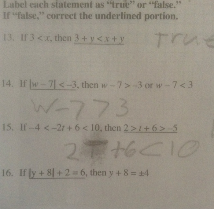 Label each statement as true or false