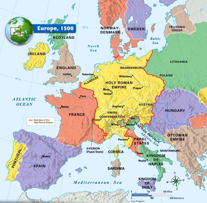 Renaissance europe c. 1500 map labeled