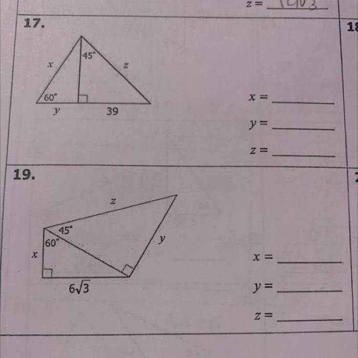 Trigonometry homework triangles unit