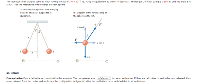 Spheres charged identical shown solved physics solve thanks