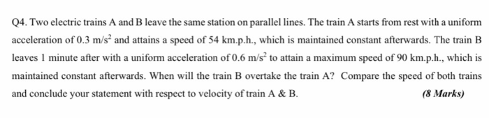 Two trains leave a station at the same time