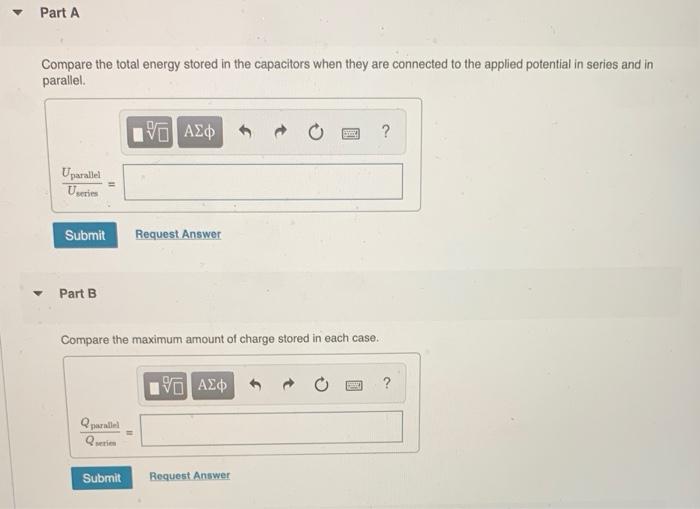 You have two identical capacitors and an external potential source