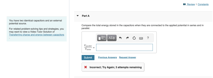 You have two identical capacitors and an external potential source