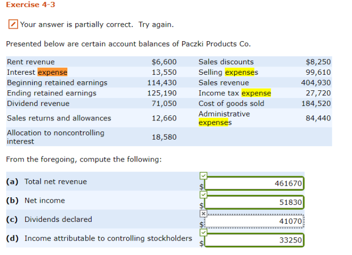 Presented below are selected account balances for homer